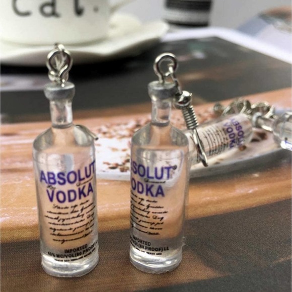 Nilcashopper Boutique Jewelry - Drink Bottle Pendant Earrings Unique Design Vodka Bottle